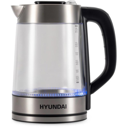 Чайник электрический Hyundai HYK-G4015 1.9л. 2200Вт черный/серебристый корпус: стекло