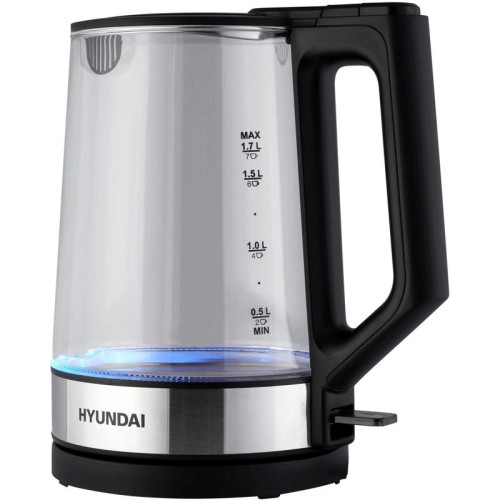 Чайник электрический Hyundai HYK-G8808 1.7л. 2200Вт черный/серебристый корпус: стекло