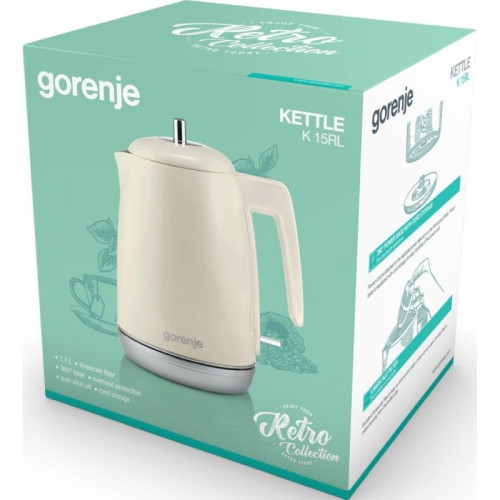 Чайник электрический Gorenje K15RL 1.7л. 2200Вт бежевый корпус: металл/пластик