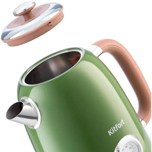 Чайник электрический Kitfort КТ-6110 1.7л. 2200Вт зеленый корпус: металл/пластик