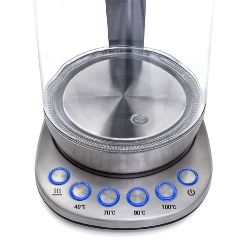 Чайник электрический Kitfort КТ-616 1.5л. 2200Вт серебристый/черный корпус: стекло/металл