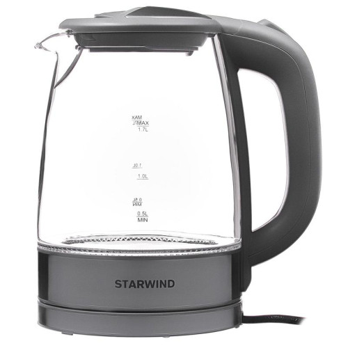 Чайник электрический Starwind SKG2315 1.7л. 2200Вт серый/серебристый корпус: стекло/металл/пластик