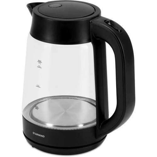 Чайник электрический Starwind SKG4030 1.7л. 2200Вт черный корпус: стекло/пластик