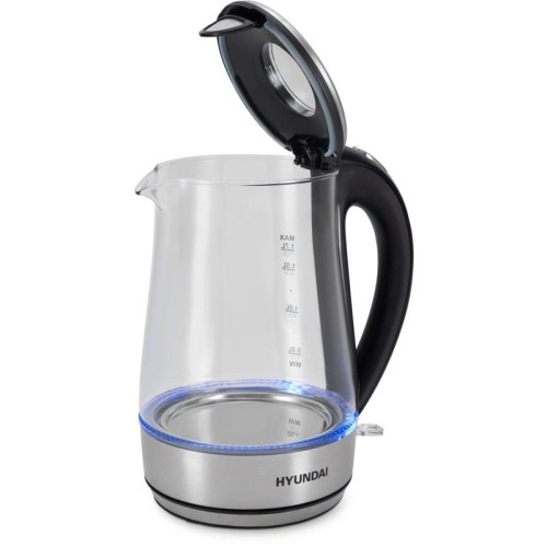Чайник электрический Hyundai HYK-G8406 1.7л. 2200Вт прозрачный/черный корпус: металл