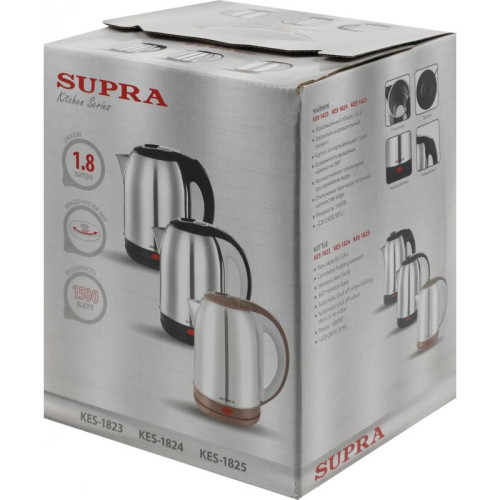 Чайник электрический Supra KES-1824 1.8л. 1500Вт серебристый/черный корпус: металл/пластик