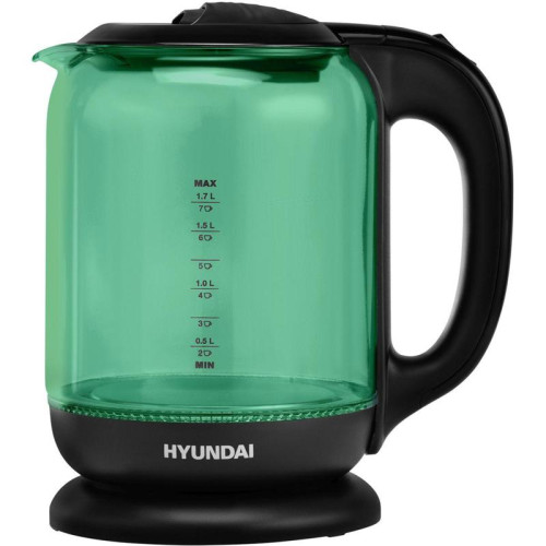 Чайник электрический Hyundai HYK-G2807 1.7л. 2200Вт бирюзовый/черный корпус: стекло