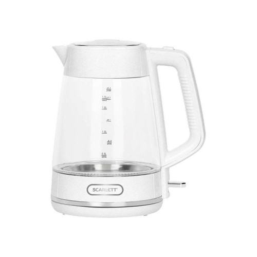 Чайник электрический Scarlett SC-EK27G104 1.7л. 2200Вт белый корпус: стекло/пластик