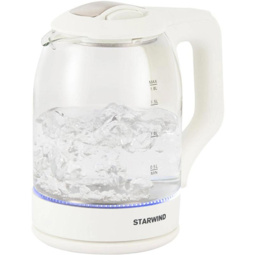 Чайник электрический Starwind SKG1056 1.8л. 2000Вт белый/прозрачный корпус: стекло