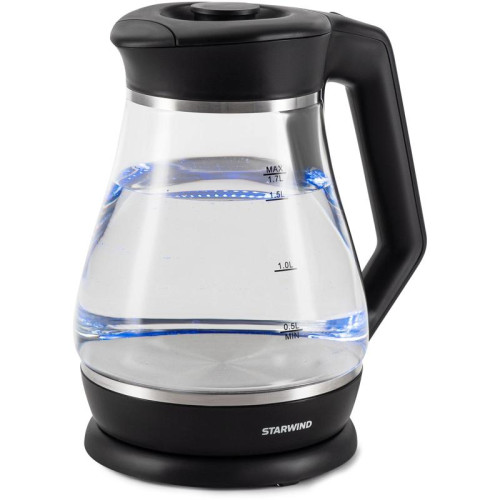 Чайник электрический Starwind SKS2035 1.7л. 2200Вт черный корпус: стекло/пластик