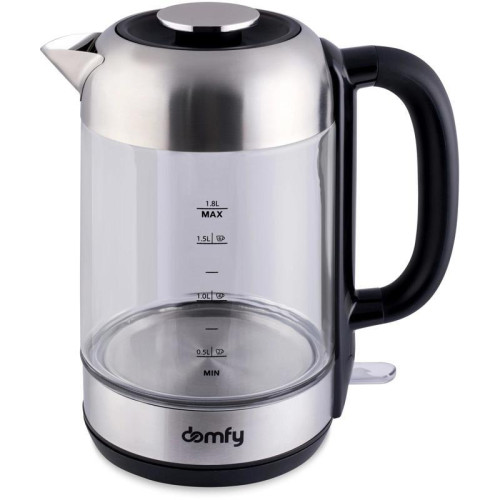 Чайник электрический Domfy DSM-EK401 1.8л. 2200Вт черный/прозрачный корпус: стекло/пластик