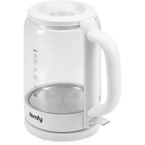 Чайник электрический Domfy DSW-EK304 1.7л. 2200Вт белый корпус: стекло/пластик