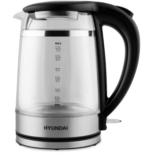 Чайник электрический Hyundai HYK-G3036 1.7л. 2200Вт черный/прозрачный корпус: стекло/пластик