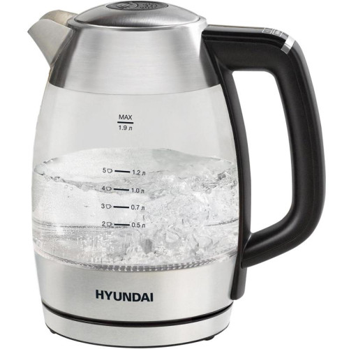 Чайник электрический Hyundai HYK-G9408 1.9л. 2200Вт черный/серебристый корпус: стекло