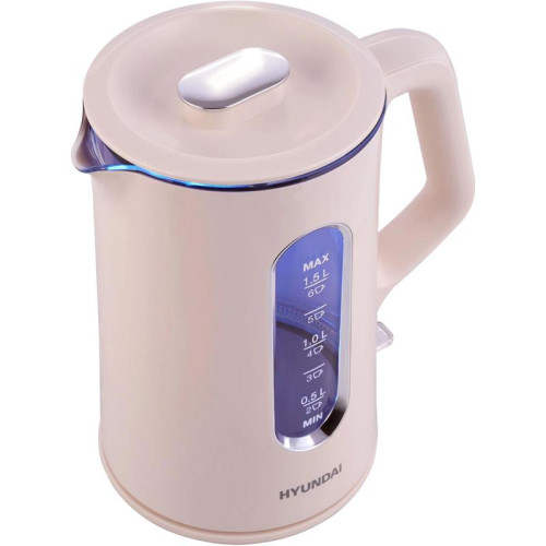 Чайник электрический Hyundai HYK-G8888 1.5л. 1700Вт кремовый/прозрачный корпус: стекло