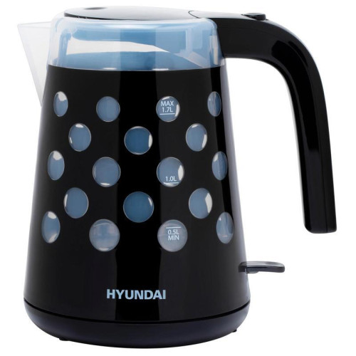 Чайник электрический Hyundai HYK-G2012 1.7л. 2000Вт черный/прозрачный корпус: пластик