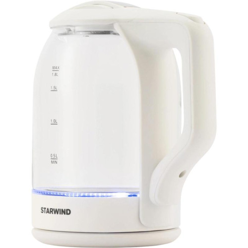 Чайник электрический Starwind SKG1056 1.8л. 2000Вт белый/прозрачный корпус: стекло