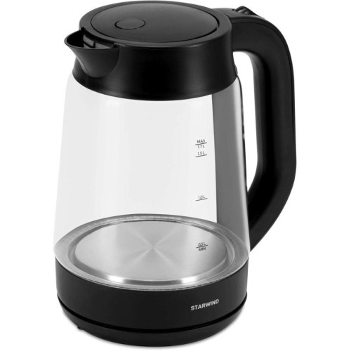 Чайник электрический Starwind SKG4030 1.7л. 2200Вт черный корпус: стекло/пластик