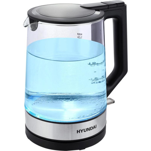 Чайник электрический Hyundai HYK-G8808 1.7л. 2200Вт черный/серебристый корпус: стекло