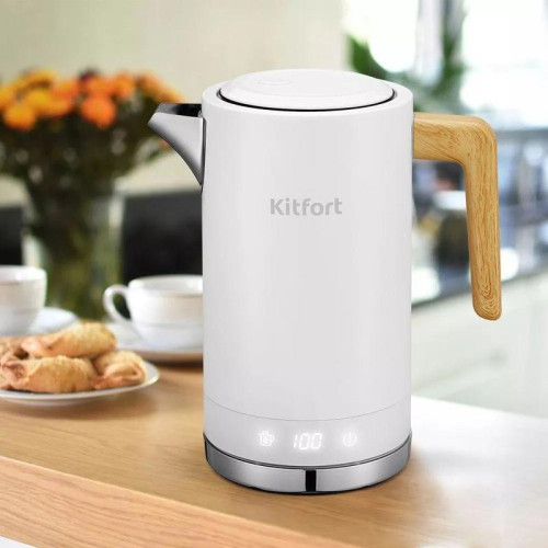 Чайник электрический Kitfort КТ-6189 1.7л. 2200Вт белый корпус: металл/пластик Чайник электрический Kitfort КТ-6189 1.7л. 2200Вт белый корпус: металл/пластик