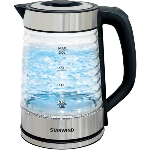 Чайник электрический Starwind SKG2111 2л. 1800Вт черный/прозрачный корпус: стекло