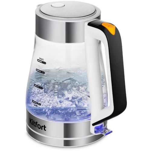 Чайник электрический Kitfort КТ-6626 1.7л. 2200Вт нержавеющая сталь/черный корпус: нерж.сталь/стекло