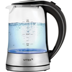 Чайник электрический Vitek VT-WK1009 1.7л. 2200Вт черный/серый корпус: стекло