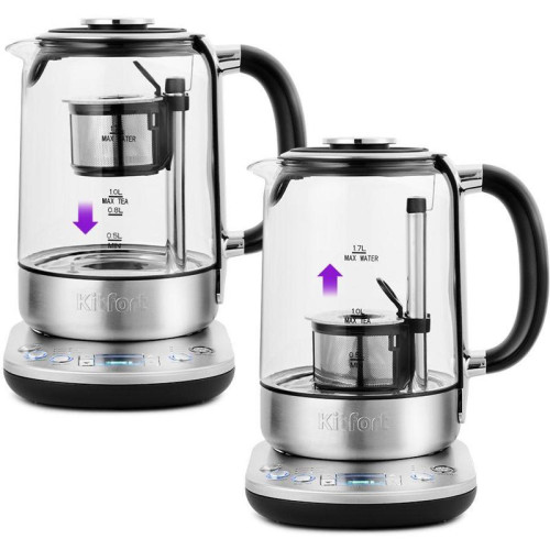 Чайник электрический Kitfort КТ-6116 1.7л. 2200Вт нержавеющая сталь/черный корпус: стекло/металл/пластик