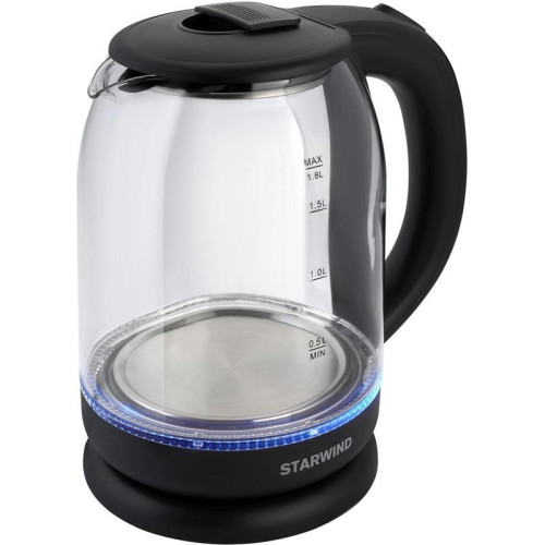 Чайник электрический Starwind SKG1779 1.8л. 1700Вт прозрачный/черный корпус: стекло