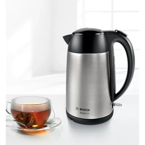 Чайник BOSCH TWK3P420 мощность — 2400Вт; объем — 1.7л; корпус — нержавеющая сталь; фильтр от накипи, цвет — черный