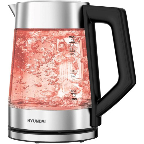 Чайник электрический Hyundai HYK-G4402 1.7л. 2200Вт черный/серебристый корпус: стекло