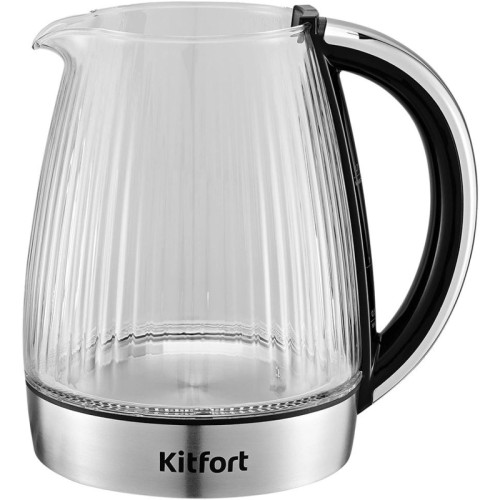 Чайник электрический Kitfort КТ-6711 1.7л. 2200Вт серебристый/черный корпус: стекло/металл/пластик