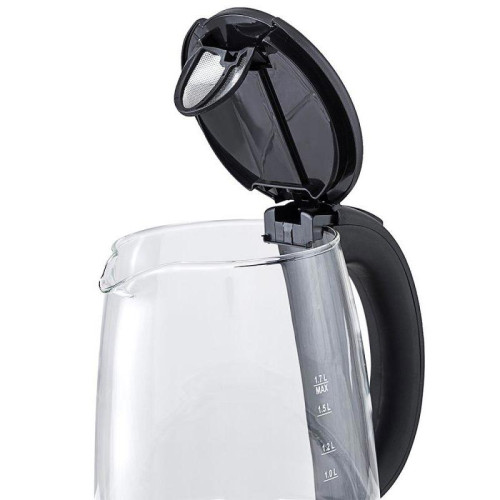 Чайник электрический Kitfort КТ-619 1.7л. 2200Вт серебристый/черный корпус: стекло/металл