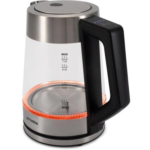 Чайник электрический Hyundai HYK-G4402 1.7л. 2200Вт черный/серебристый корпус: стекло