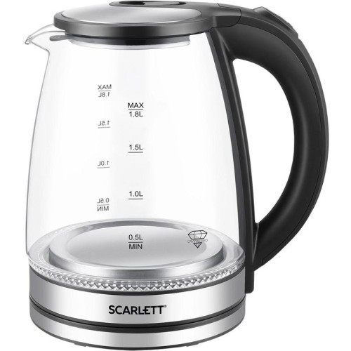 Чайник электрический Scarlett SC-EK27G103 1.8л. 1800Вт сталь/черный корпус: стекло/металл/пластик