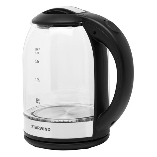 Чайник электрический Starwind SKG2051 1.8л. 1800Вт черный/серебристый корпус: стекло/пластик