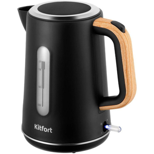 Чайник электрический Kitfort КТ-8706 1.7л. 3000Вт черный/дерево корпус: пластик