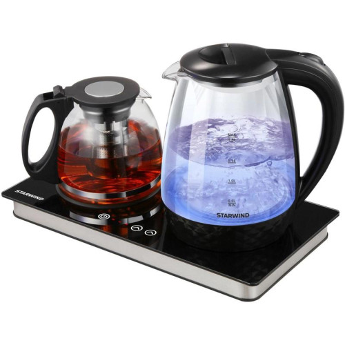 Чайник электрический Starwind SKG4044 1.8л. 1800Вт черный/серебристый корпус: стекло