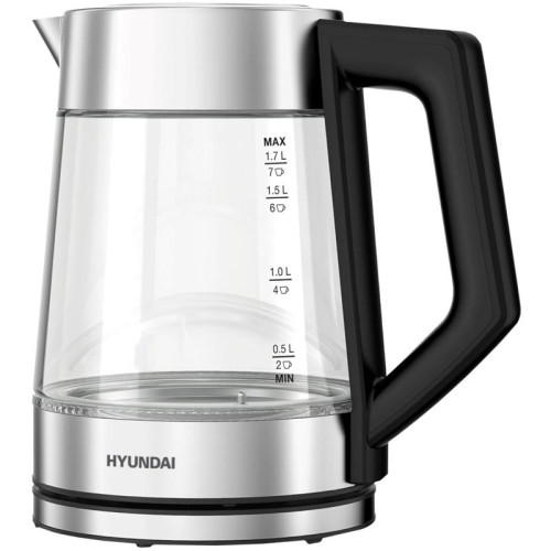 Чайник электрический Hyundai HYK-G4402 1.7л. 2200Вт черный/серебристый корпус: стекло