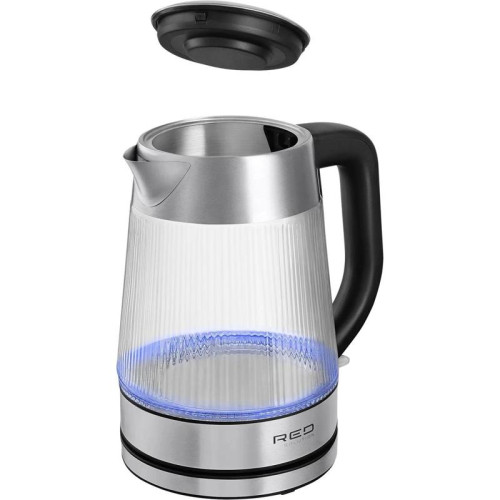 Чайник электрический Red Solution G121 1.8л. 2200Вт черный/серебристый корпус: стекло/металл/пластик