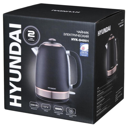 Чайник электрический Hyundai HYK-S4501 1.7л. 2200Вт черный/бронзовый корпус: металл/пластик