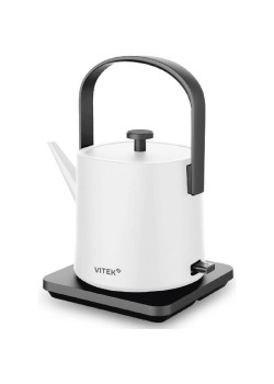 Чайник электрический Vitek VT-WK1001 0.8л. 1000Вт белый/черный корпус: металл