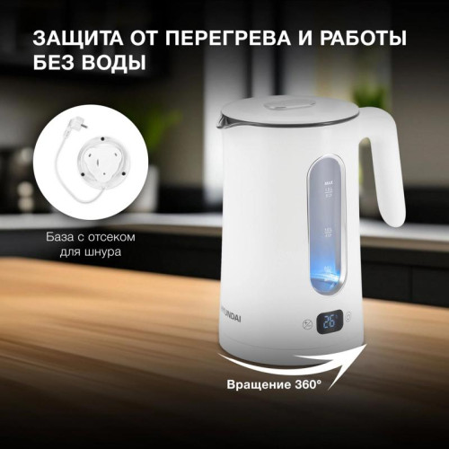 Чайник электрический Hyundai HYK-G5510 1.5л. 2200Вт белый/прозрачный корпус: стекло