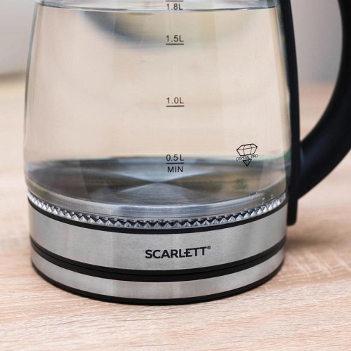 Чайник электрический Scarlett SC-EK27G103 1.8л. 1800Вт сталь/черный корпус: стекло/металл/пластик
