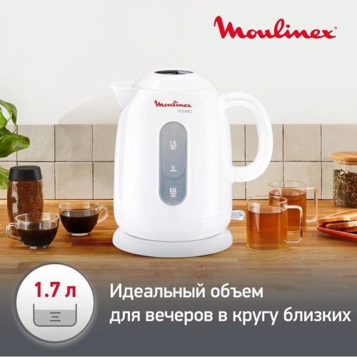 Чайник электрический Moulinex Noveo BY282130 1.7л. 2400Вт белый корпус: пластик (7211001308)