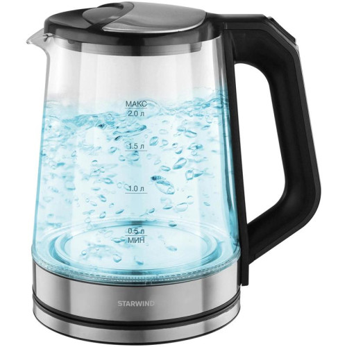 Чайник электрический Starwind SKG2112 2л. 1800Вт черный/прозрачный корпус: стекло