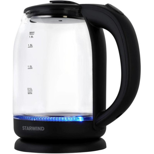 Чайник электрический Starwind SKG1779 1.8л. 1700Вт прозрачный/черный корпус: стекло