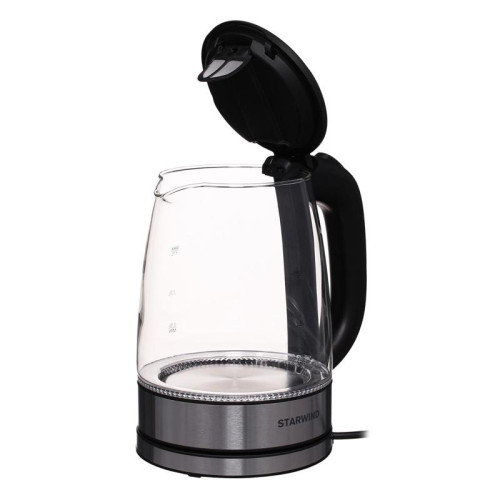 Чайник электрический Starwind SKG5210 1.7л. 2200Вт черный/серебристый корпус: стекло/металл/пластик