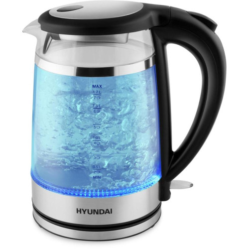 Чайник электрический Hyundai HYK-G3036 1.7л. 2200Вт черный/прозрачный корпус: стекло/пластик