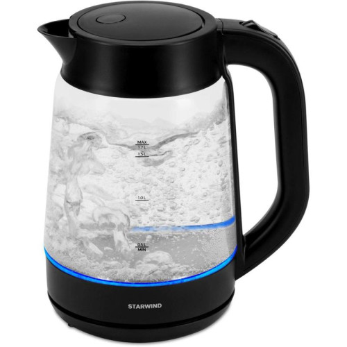 Чайник электрический Starwind SKG4030 1.7л. 2200Вт черный корпус: стекло/пластик
