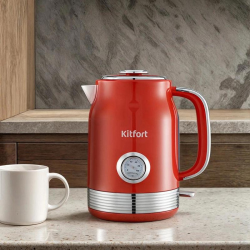 Чайник электрический Kitfort КТ-6791 1.7л. 2200Вт красный/серебристый корпус: металл/пластик